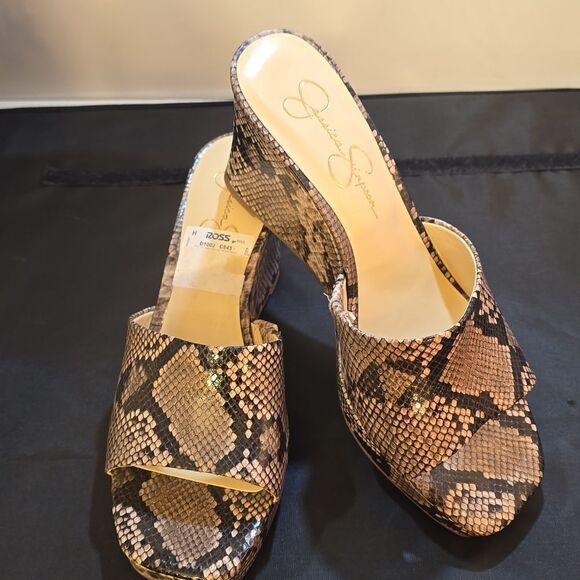 BRAND NEW JESSICA SIMPSON WOMEN'S SNAKESKIN SLIDE SANDALS G1 - Picture 8 of 15